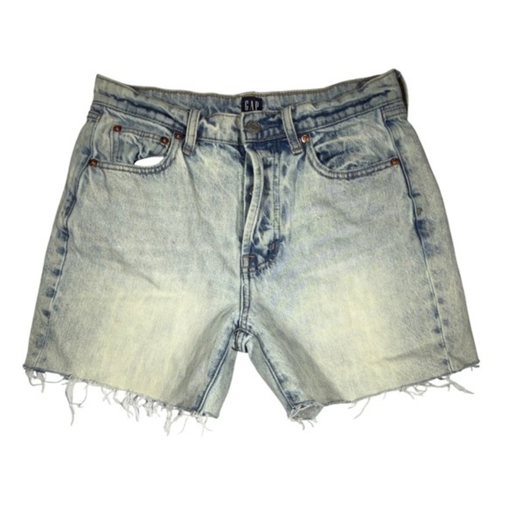 Gap Denim 1969 High Waisted Light Wash Raw Hem Jean Shorts Size‎ 25